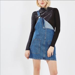 Top shop denim pinafore overall dress